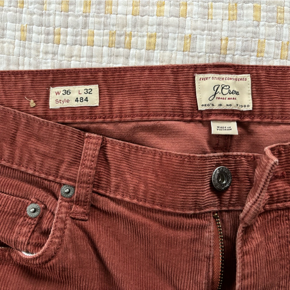 JCrew Corduroy 484 Pants (burnt orange, 36/32)